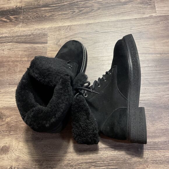 AEROSOLES Women Winter Suede Boots, Sz 6 Black Real Fur Lining Excellent Cond. - Picture 1 of 16